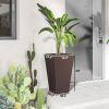Outsunny 24ft Tall Plastic Planters, Set of 3, with Drainage Hole, Rattan-Style, anti-crack, Outdoor & Indoor, for Office, patios, Brown