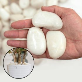 38lbs Decorative Garden Stone Outdoor Landscaping, Walkways, Yard, 1-3 inch Large Polished River Rocks for Plants Pots, Vases, Crafts (Color: white-38lbs)
