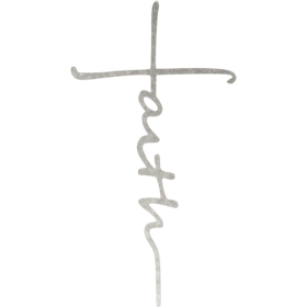 Faith Cross - Metal Wall Art (Color: Hammer Silver, size: 12" X 23")