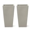 Tall Outdoor Square Recycled Plastic Pot With Saucer, Black, 20",Set of 2