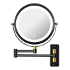 8.6" Wall Mounted Makeup Mirror with LED Lights, Double Sided 1X/10X Magnifying Mirror, 360Â° Swivel Bathroom Vanity Mirror with Extension Arm