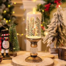Flameless Vintage Christmas Lights LED Decorative Table Lamps Electronic Christmas Night Lights For Home Outdoor Porch and Christmas Table Centerpiece (category: Santa Claus Lamp Brushing gold and taking trees, old man)