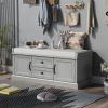 Storage Bench with 2 Drawers and 2 Cabinets,Shoe Bench with Removable Cushion for Living Room,Entryway