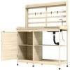 Outsunny Wooden Potting Bench with Storage, Sink, Water Tap for Backyard, Patio, Balcony, Natural