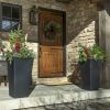 Tall Outdoor Square Recycled Plastic Pot With Saucer, Black, 20",Set of 2