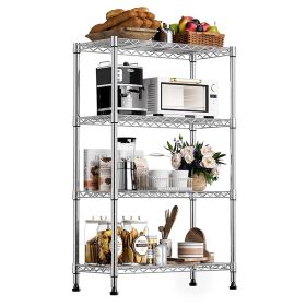 1000 lbs Storage Shelving Steel Heavy Duty 4-Tier Utility Shelving Unit Steel Organizer Wire Rack for Home,Kitchen,Office (Color: Chrome)