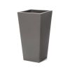Tall Outdoor Square Recycled Plastic Pot With Saucer, Black, 20",Set of 2
