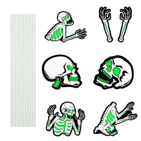 Halloween Yard Sign DecorationsGlow in the Dark Halloween Fluorescence Lawn Sign with 10 Stakes for Haunted House Garden Yard and Scary Theme Party (Type: Skull(6Pcs/Set))
