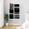 Mirror Jewellery Cabinet with LED Lights Free Standing White
