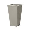 Tall Outdoor Square Recycled Plastic Pot With Saucer, Black, 20",Set of 2
