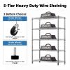 Steel Storage Shelving 5-Tier Utility Shelving Unit Steel Organizer Wire Rack with Wheels for Home,Kitchen,Office,Garage